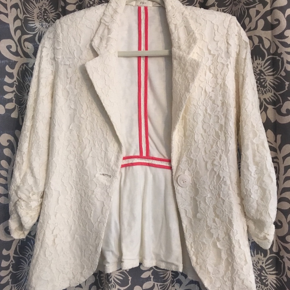 White lace blazer